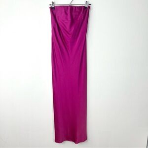 Vintage Nicole Miller Satin Strapless Maxi Slip Dress Magenta